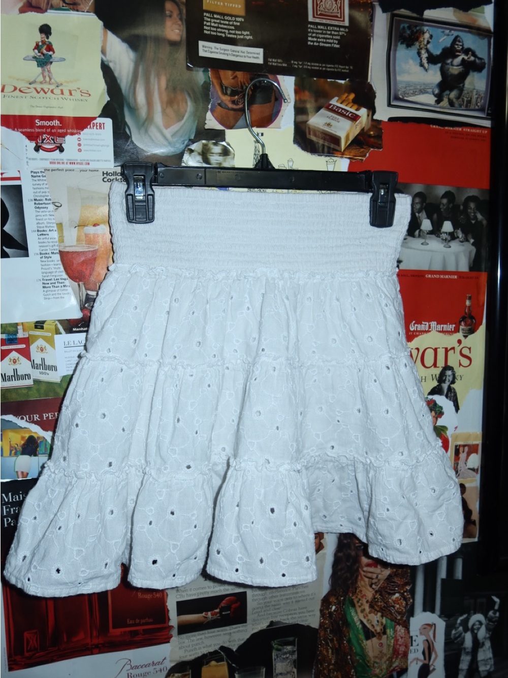 American Eagle Outfitters White Eyelet Smocked Tiered Skirt